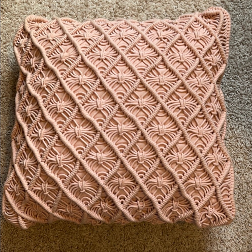 Woven Pink Throw Pillow
